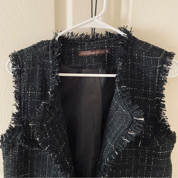 Black Tweed Vest with Gold Button Accents - Picture 6 of 7